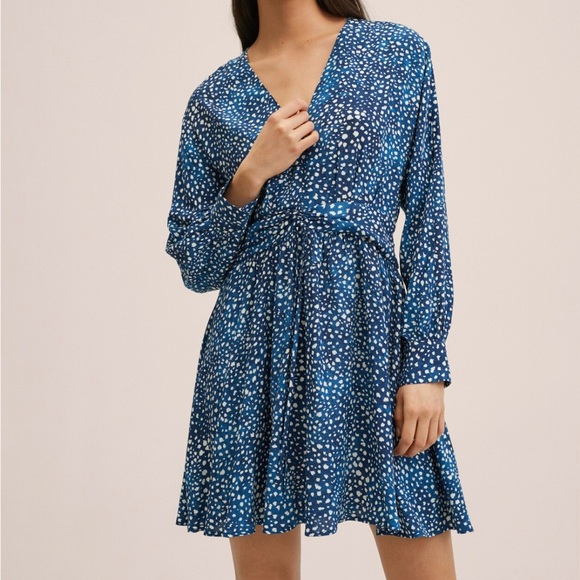 Mango V-‎ Neck Blue Dress Size 6 - Picture 1 of 6